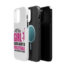 DistinctInk ToughCase for Apple iPhone, Compatible with MagSafe Charging - All This Girl Cares About is Volleyball