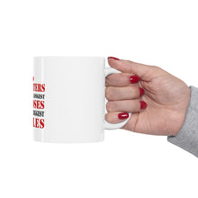 DistinctInk Glossy White Coffee / Tea Mug - Firefights Have Longest Hoses and Biggest Nozzles