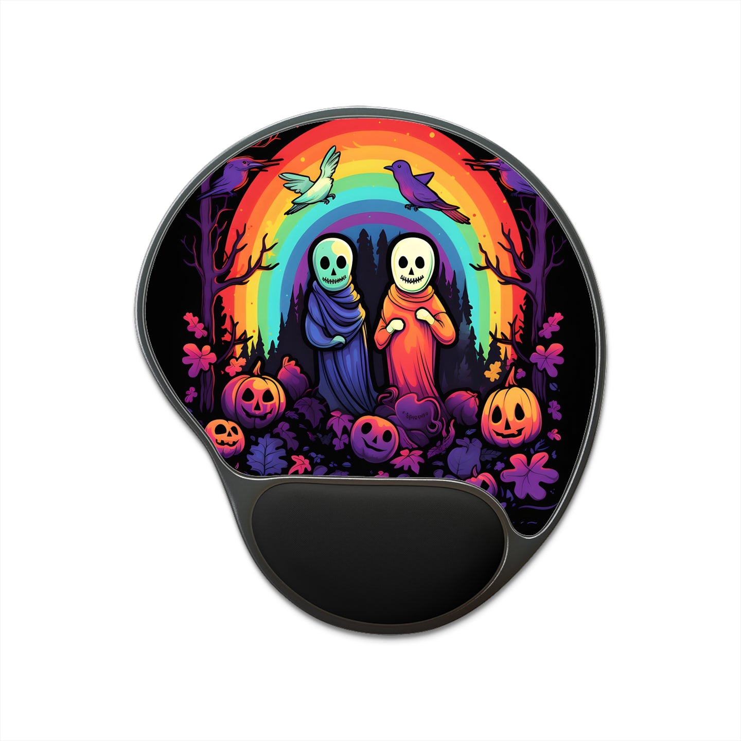 DistinctInk Mouse Pad with Wrist Rest  with Living Life to the Fullest Design for Halloween  LGBTQ+ Pride