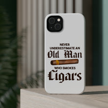DistinctInk ToughCase for Apple iPhone, Compatible with MagSafe Charging - Never Underestimate Old Man Who Smokes Cigars