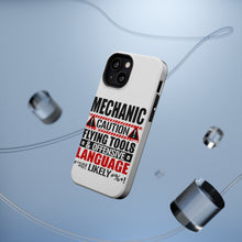 DistinctInk ToughCase for Apple iPhone, Compatible with MagSafe Charging - Mechanic Flying Tools & Offensive Language