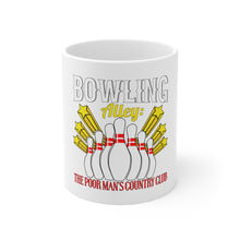 DistinctInk Glossy White Coffee / Tea Mug - Bowling Alley The Poor Man's Country Club