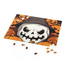 DistinctInk Jigsaw Puzzle with Spooky Skeleton Pumpkin Patch Design for Halloween
