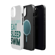 DistinctInk ToughCase for Apple iPhone, Compatible with MagSafe Charging - Life Is Simple Eat Sleep Swim