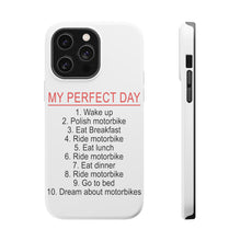 DistinctInk ToughCase for Apple iPhone, Compatible with MagSafe Charging - My Perfect Day - Motorbike Motorcycle