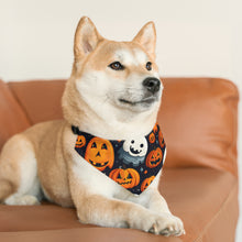 DistinctInk Adjustable Pet Banana Collar with Spooky Halloween Night Design for Halloween