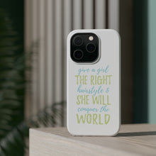 DistinctInk ToughCase for Apple iPhone, Compatible with MagSafe Charging - Girls With Right Hairstyle Will Conquer the World
