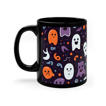 DistinctInk Black Coffee Mug - Skeletal Ghostly Pumpkins for Halloween