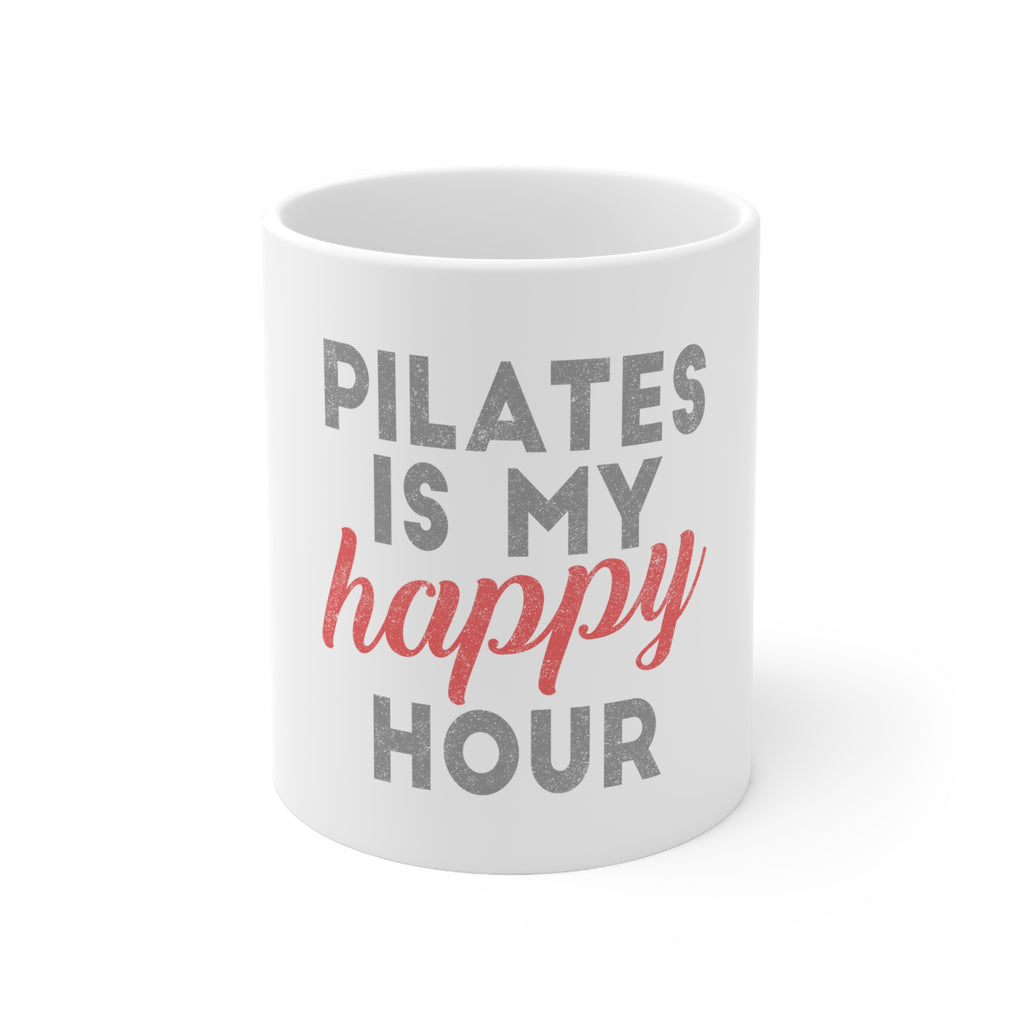 Glossy White Coffee / Tea Mug - Pilates is My Happy Hour