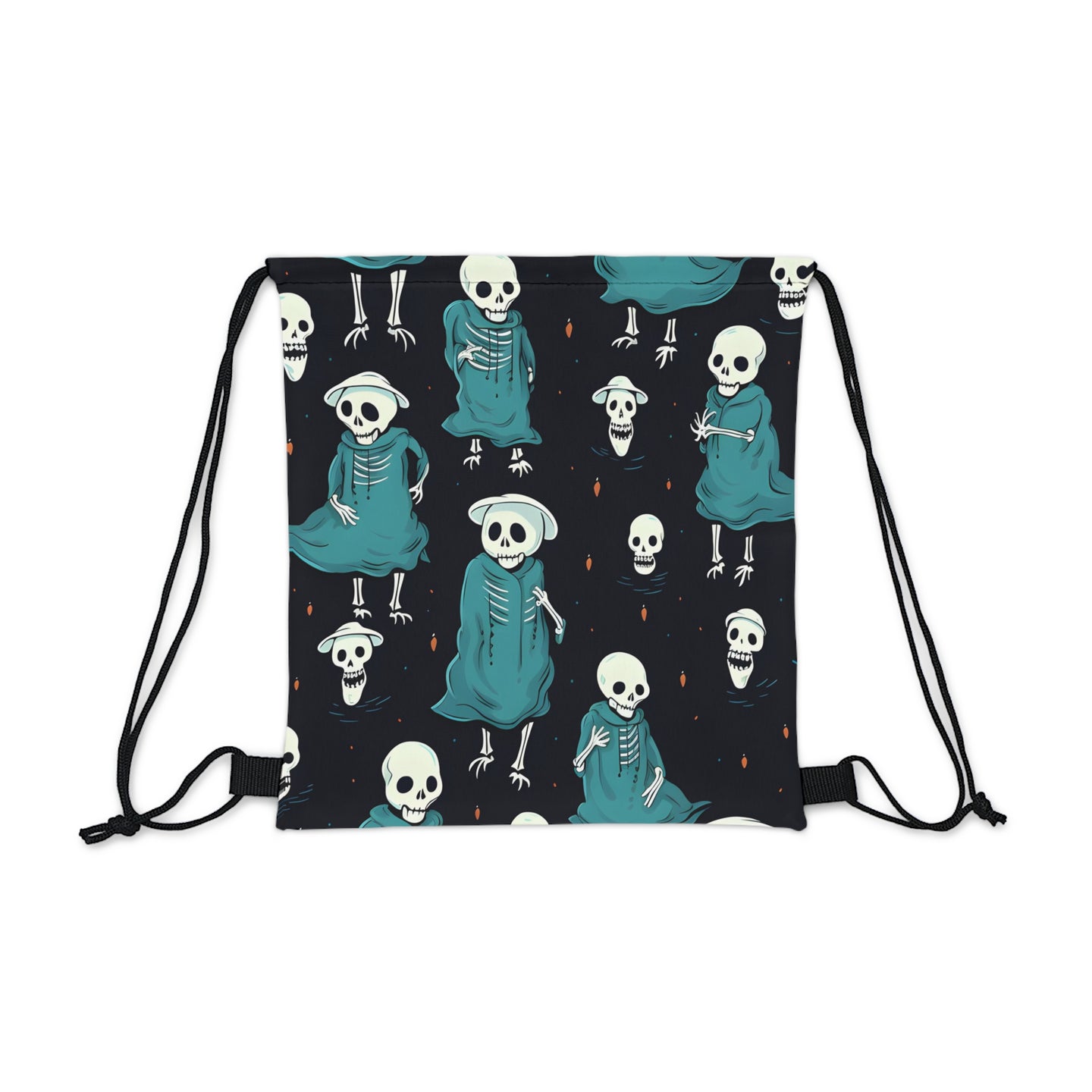 DistinctInk Drawstring Bag / Backpack with Haunted Skeleton Crew Design for Halloween