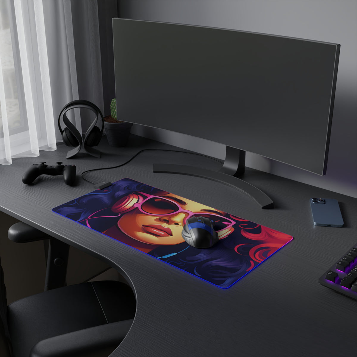 LED Gaming Mouse Pad with Living a Full Life Design for LGBTQ+ Pride, view 9