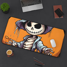 DistinctInk Desk Mat with Haunted Jack-O'-Skeleton Design for Halloween