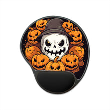 DistinctInk Mouse Pad with Wrist Rest  with Spooky Skeleton Pumpkin Patch Design for Halloween