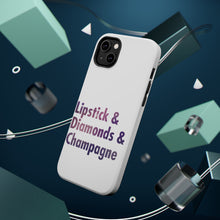 DistinctInk ToughCase for Apple iPhone, Compatible with MagSafe Charging - Lipstick & Diamonds & Champagne
