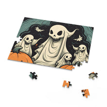 DistinctInk Jigsaw Puzzle with Spooky Skeleton Pumpkins Design for Halloween