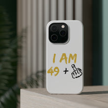 DistinctInk ToughCase for Apple iPhone, Compatible with MagSafe Charging - I Am 49 + 1 Middle Finger