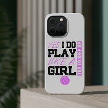 DistinctInk ToughCase for Apple iPhone, Compatible with MagSafe Charging - Volleyball Yes I Do Play Like a Girl