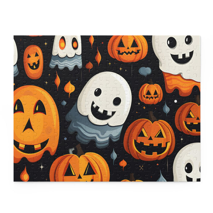 DistinctInk Jigsaw Puzzle with Spooky Halloween Night Design for Halloween