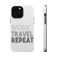 DistinctInk ToughCase for Apple iPhone, Compatible with MagSafe Charging - Work Travel Repeat