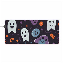 DistinctInk LED Gaming Mouse Pad with Skeletal Ghostly Pumpkins Design for Halloween