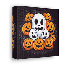 DistinctInk Canvas Wall Art with Skele-Pumpkin Ghost Pattern for Halloween