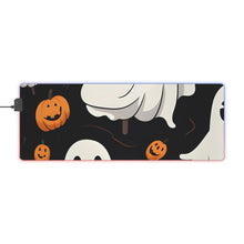 DistinctInk LED Gaming Mouse Pad with Ghost Skeleton Pumpkin Cartoon Design for Halloween