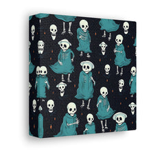 DistinctInk Canvas Wall Art with Haunted Skeleton Crew for Halloween