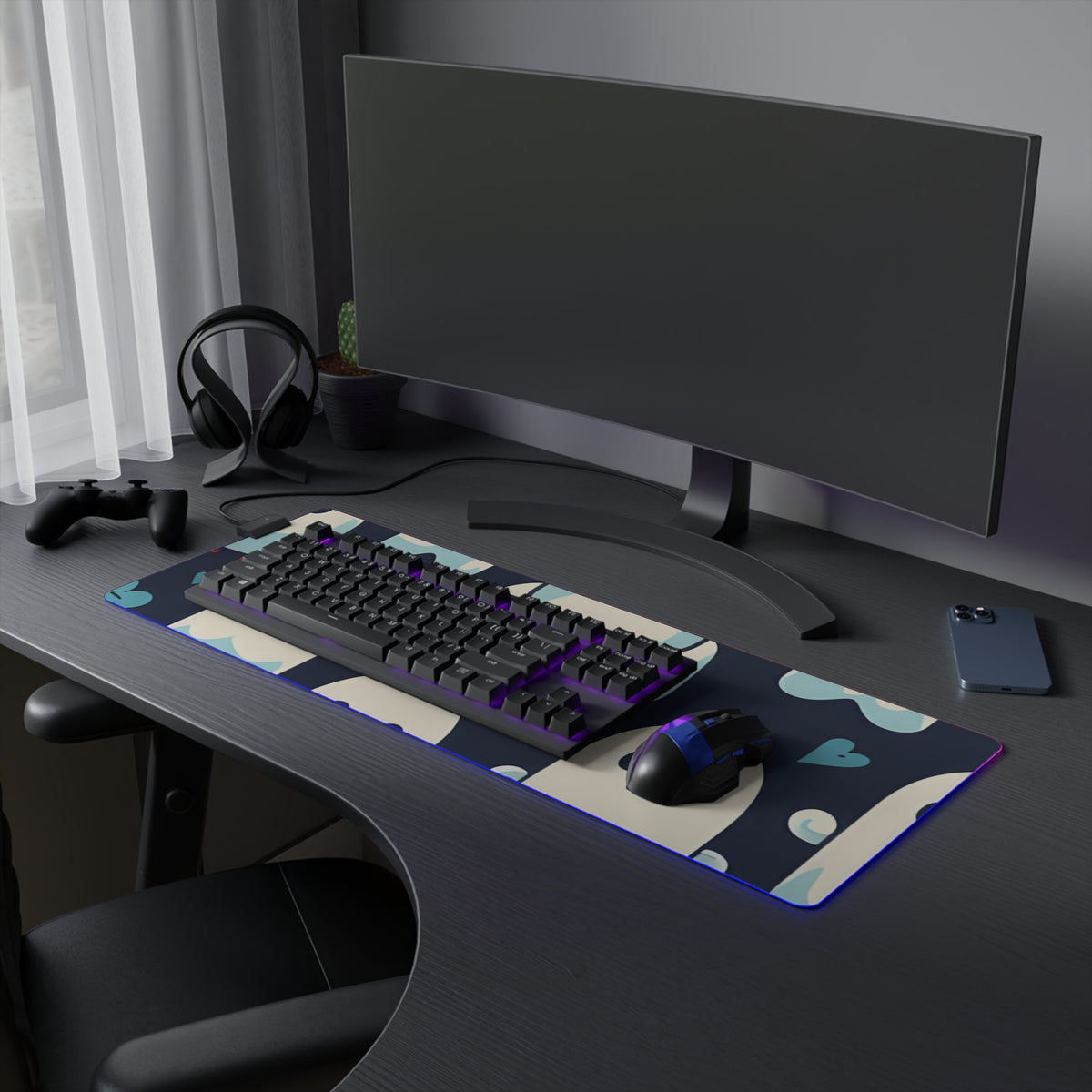 LED Gaming Mouse Pad with Skelephants and Ghostly Ghouls Design for Halloween, view 21