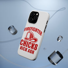 DistinctInk ToughCase for Apple iPhone, Compatible with MagSafe Charging - Firefighter Chicks Kick ASH