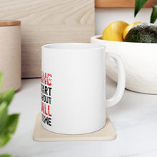 DistinctInk Glossy White Coffee / Tea Mug - Warning May Start Talking Baseball