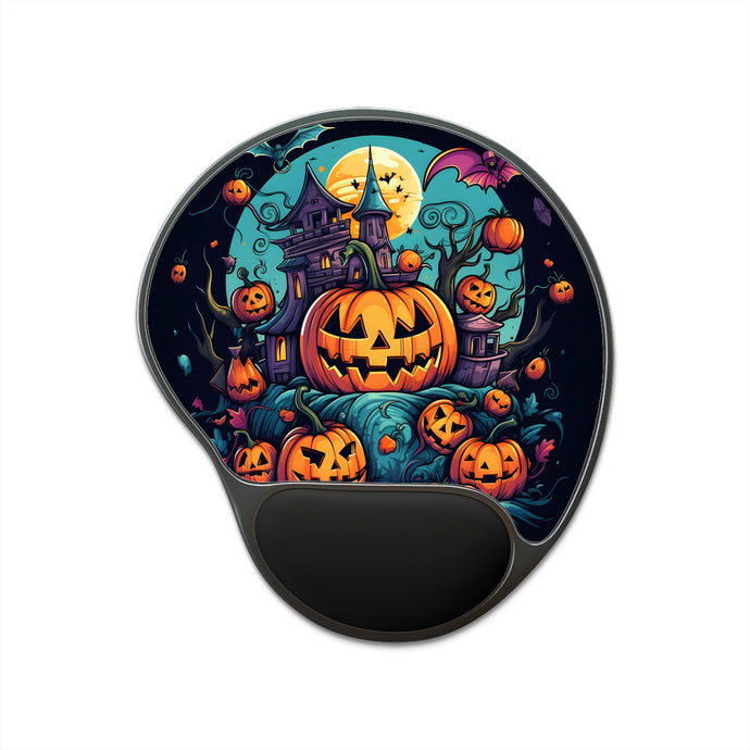 DistinctInk Mouse Pad with Wrist Rest  with Trick or Treat Parade Design for Halloween