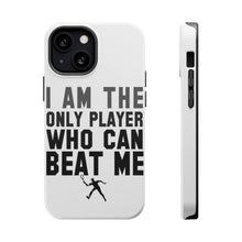 DistinctInk ToughCase for Apple iPhone, Compatible with MagSafe Charging - I Am The Only Player Who Can Beat Me Tennis