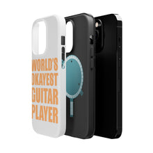 DistinctInk ToughCase for Apple iPhone, Compatible with MagSafe Charging - World's Okayest Guitar Player