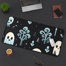 DistinctInk Desk Mat with Ghastly Skeletal Shadows Design for Halloween