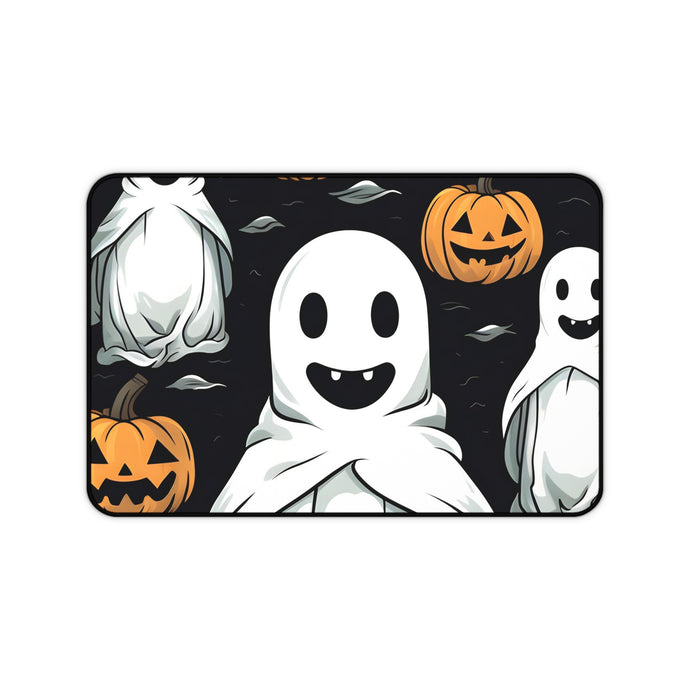 DistinctInk Desk Mat with Skelepumpkin Ghostpattern Design for Halloween