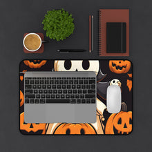 DistinctInk Desk Mat with Spooky Skeleton Pumpkin Patch Design for Halloween