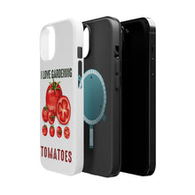 DistinctInk ToughCase for Apple iPhone, Compatible with MagSafe Charging - I Love Gardening from My Head Tomatoes