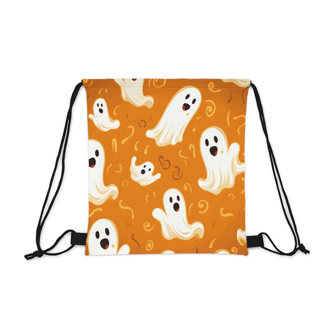 DistinctInk Drawstring Bag / Backpack with Ghost Skeleton Pumpkin Pattern Design for Halloween