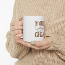 DistinctInk Glossy White Coffee / Tea Mug - Bourbon and Cigars