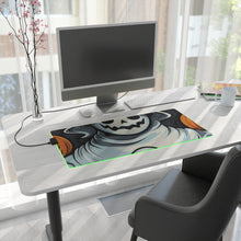 DistinctInk LED Gaming Mouse Pad with Spooky Skeletal Pumpkin Patch Design for Halloween
