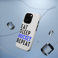 DistinctInk ToughCase for Apple iPhone, Compatible with MagSafe Charging - Eat Sleep Hockey Repeat