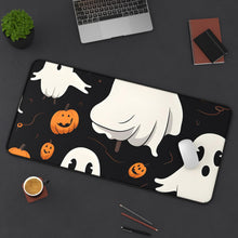 DistinctInk Desk Mat with Ghost Skeleton Pumpkin Cartoon Design for Halloween