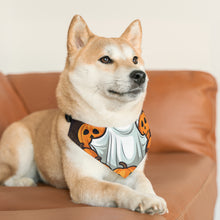 DistinctInk Adjustable Pet Banana Collar with "Spooky Skeleton Pumpkins" Design for Halloween