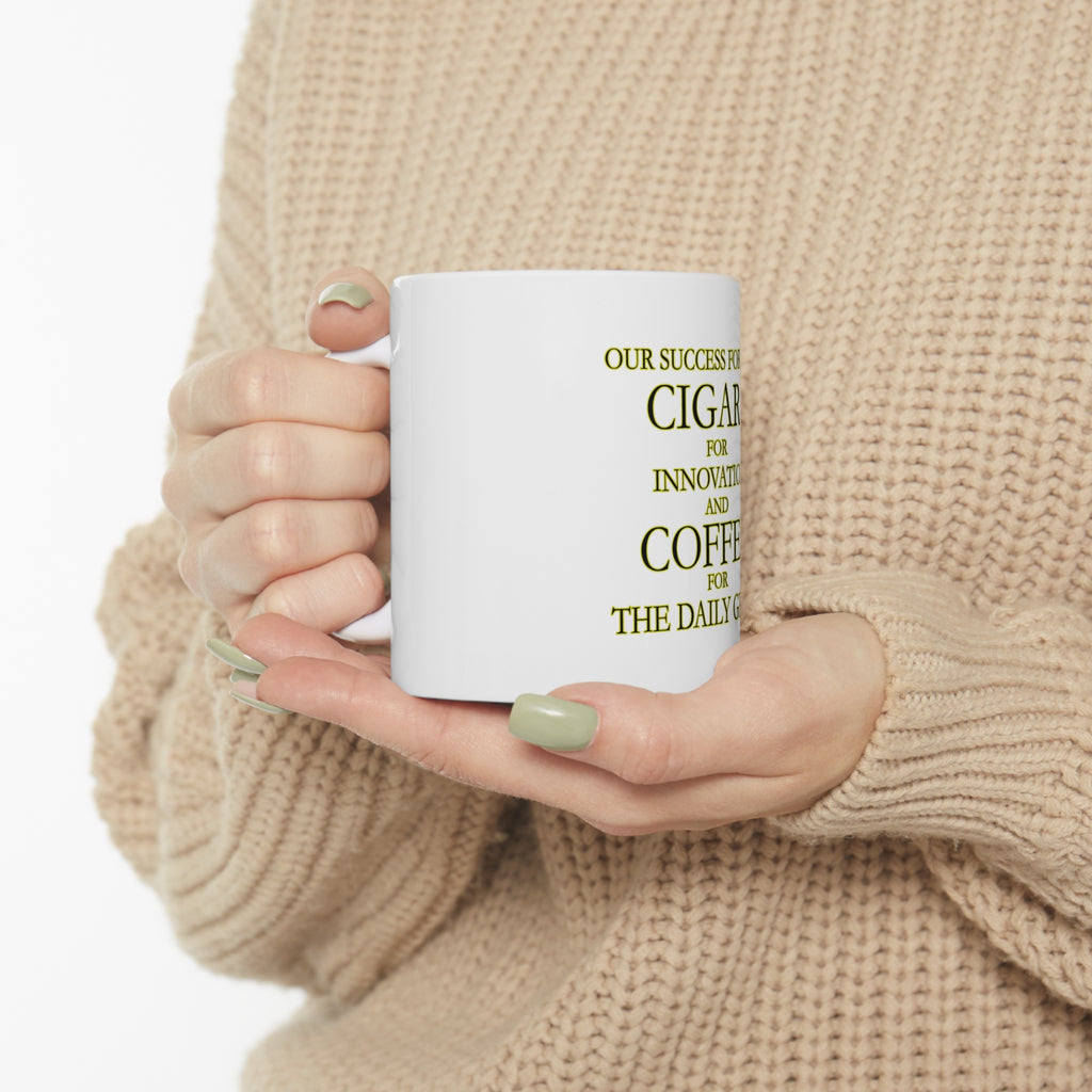 Glossy White Coffee / Tea Mug - Success Formula - Cigars & Coffee, view 10