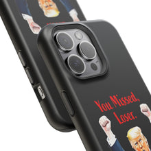 Dual Layer Tough Case for Apple iPhone, Compatible with MagSafe - Trump ‘You Missed, Loser’ Design & Black Background