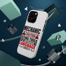 DistinctInk ToughCase for Apple iPhone, Compatible with MagSafe Charging - Mechanic Flying Tools & Offensive Language
