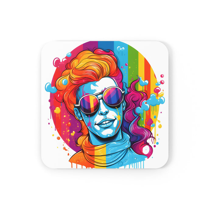 DistinctInk (Set of 4) Corkwood Coasters with Leading with Courage and Grace Design for LGBTQ+ Pride
