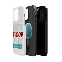 DistinctInk ToughCase for Apple iPhone, Compatible with MagSafe Charging - Give Blood Play Hockey