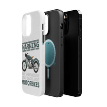 DistinctInk ToughCase for Apple iPhone, Compatible with MagSafe Charging - Spontaneously Talking About Motorcycles