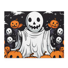 DistinctInk Jigsaw Puzzle with Ghost Skeleton Pumpkins Design for Halloween